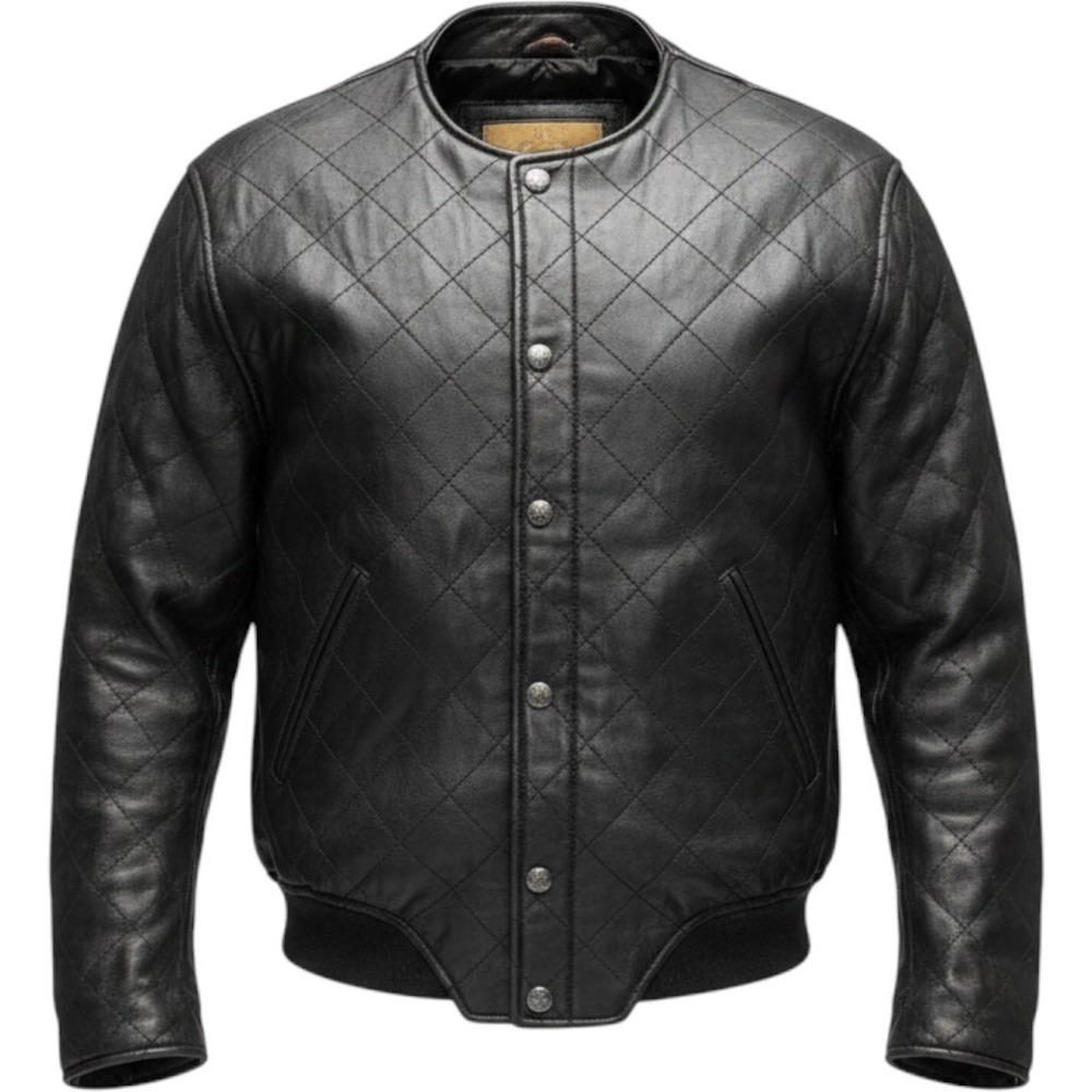 Vintage Express Genuine Leather Quilted Bomber Jacket‎ Black Thinsulate Medium